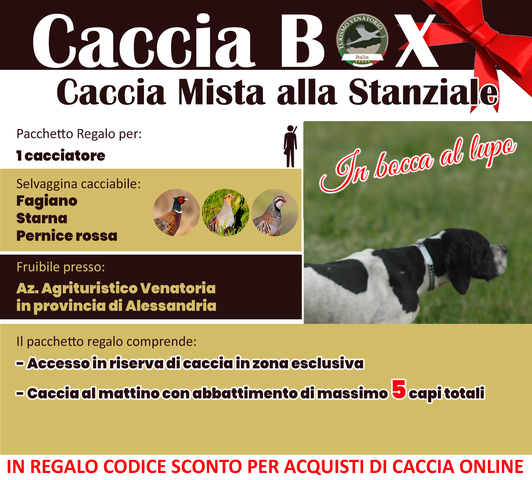 regala la caccia in Italia Alessandria Piemonte fagiano starna pernice rossa