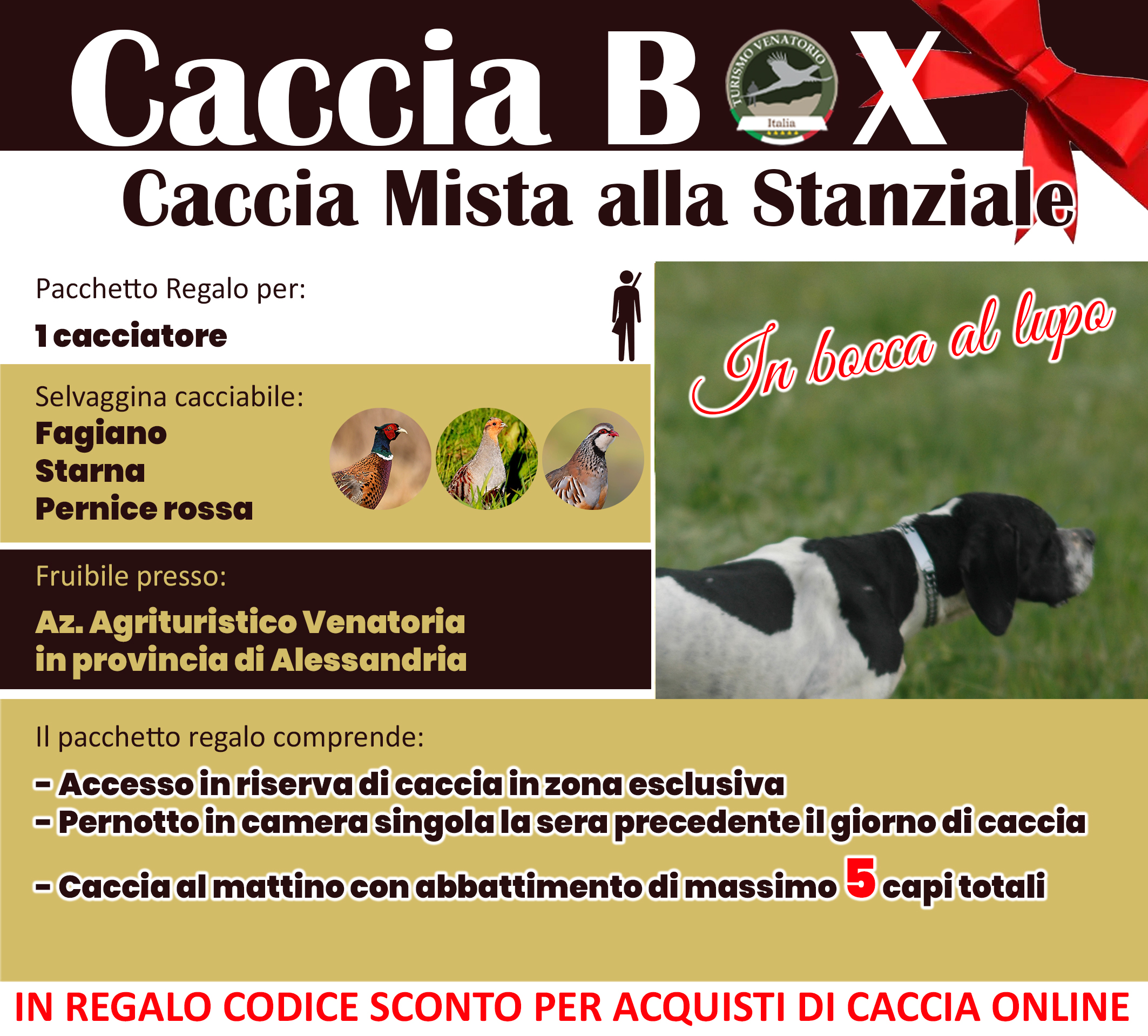 regala la caccia in Italia Alessandria Piemonte fagiano starna pernice rossa