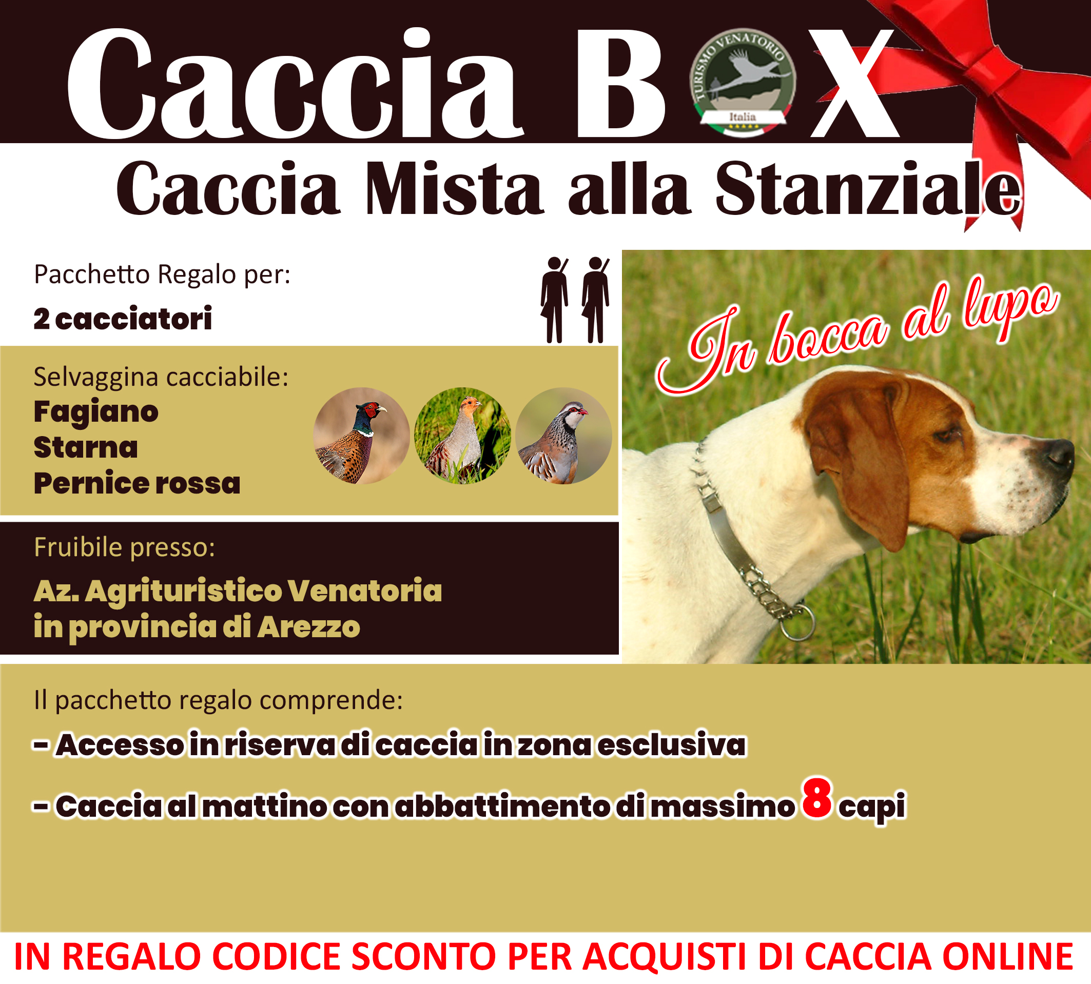 regala la caccia in Italia Arezzo Toscana fagiano starna pernice rossa