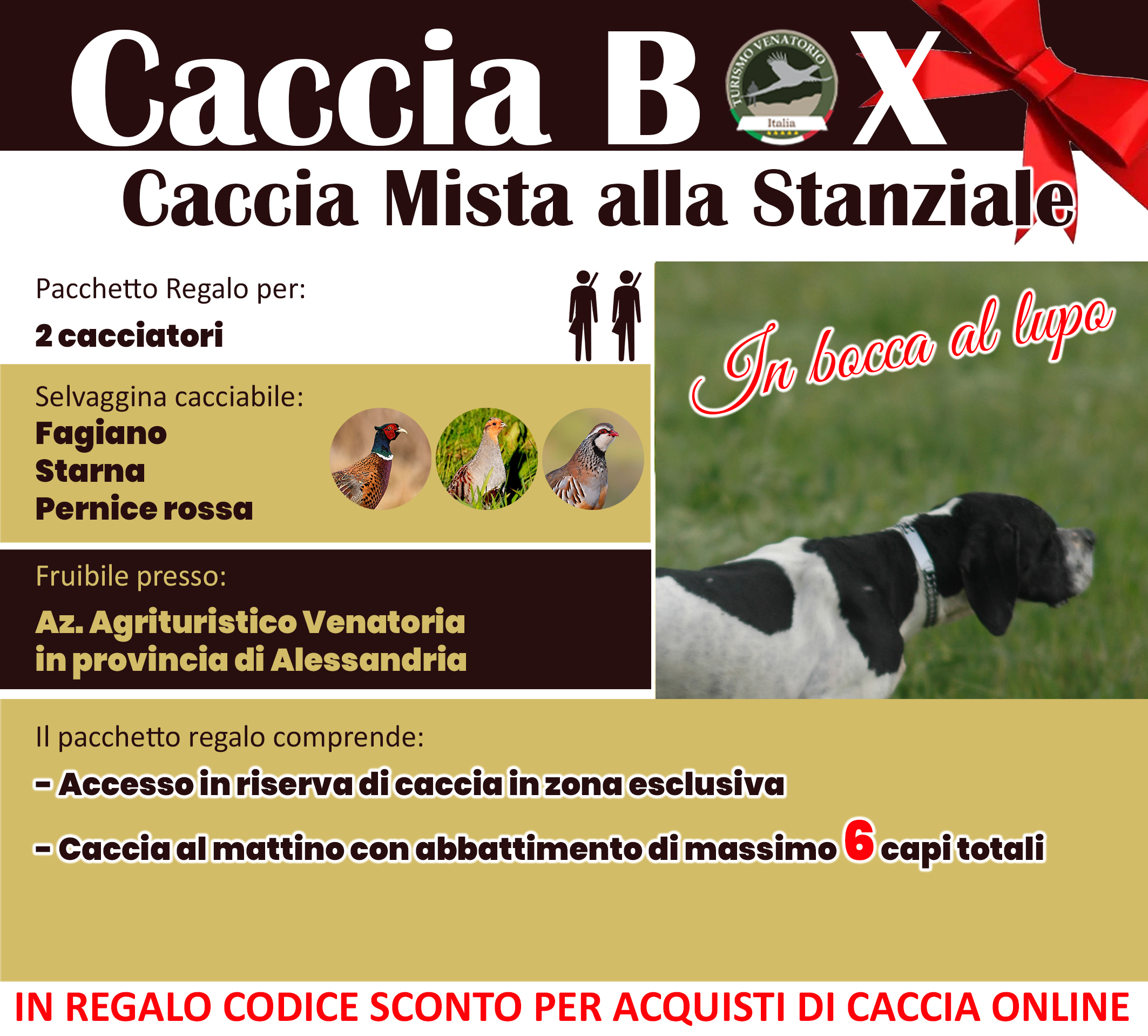 regala la caccia in Italia Alessandria Piemonte fagiano starna pernice rossa