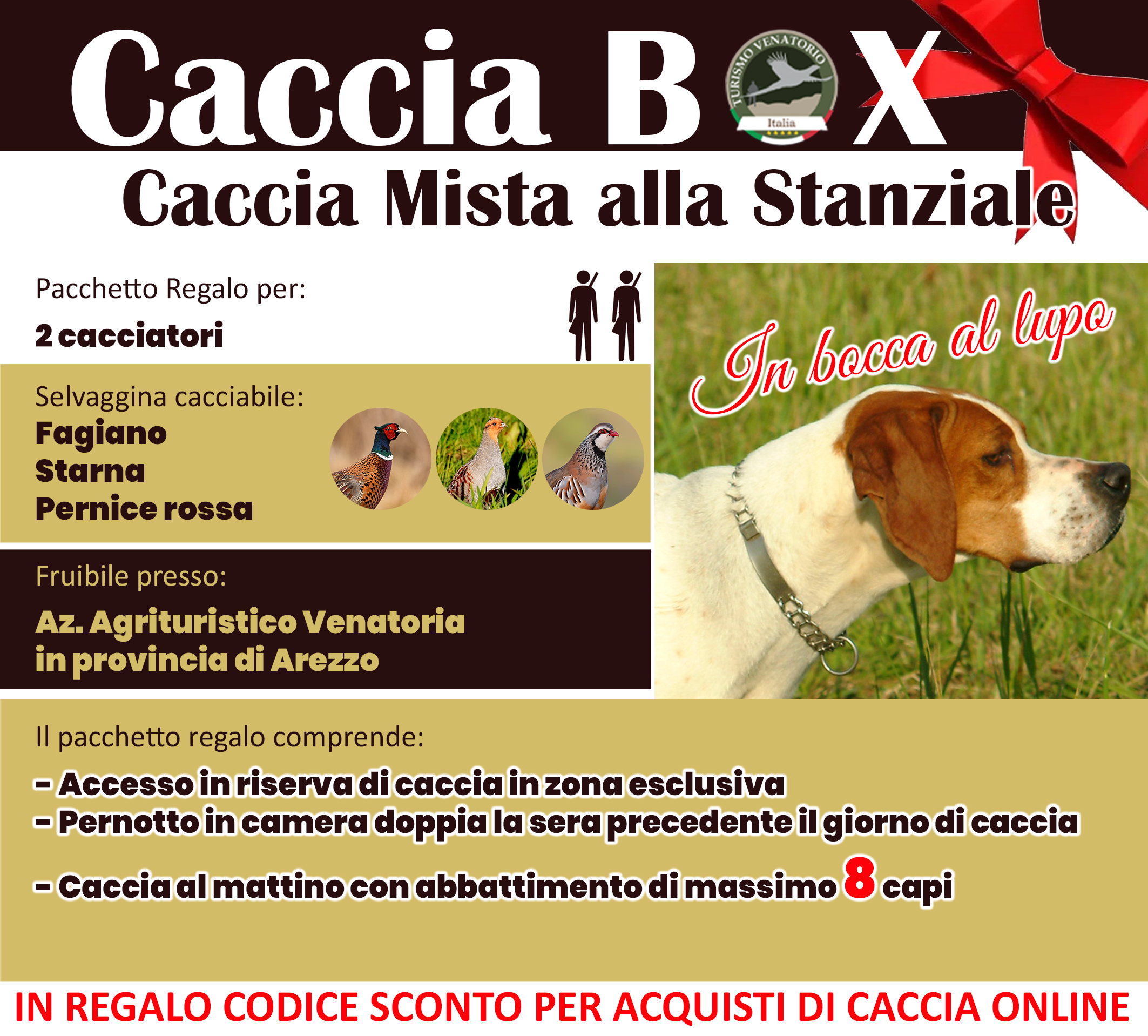 regala la caccia in Italia Arezzo Toscana fagiano starna pernice rossa