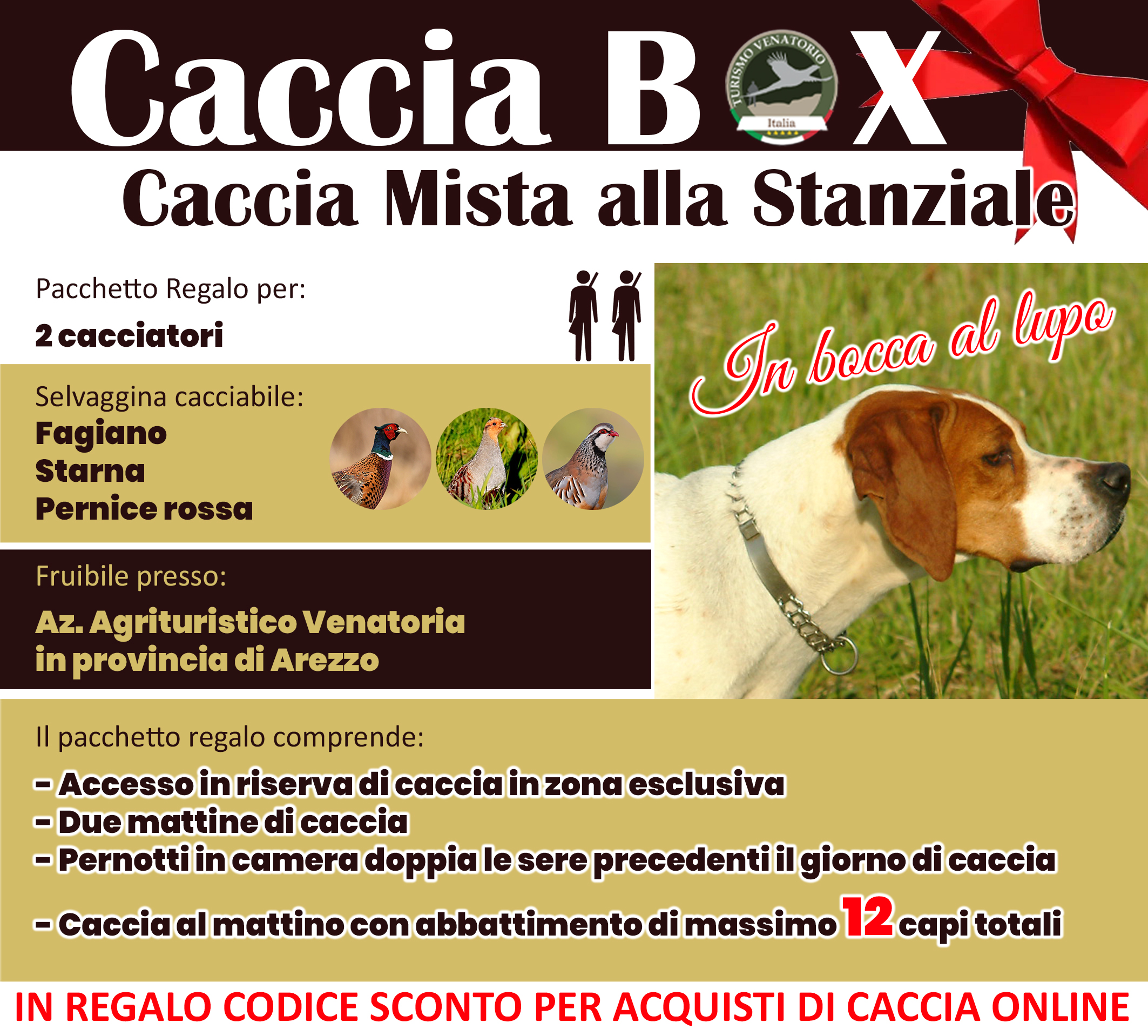 regala la caccia in Italia Arezzo Toscana fagiano starna pernice rossa