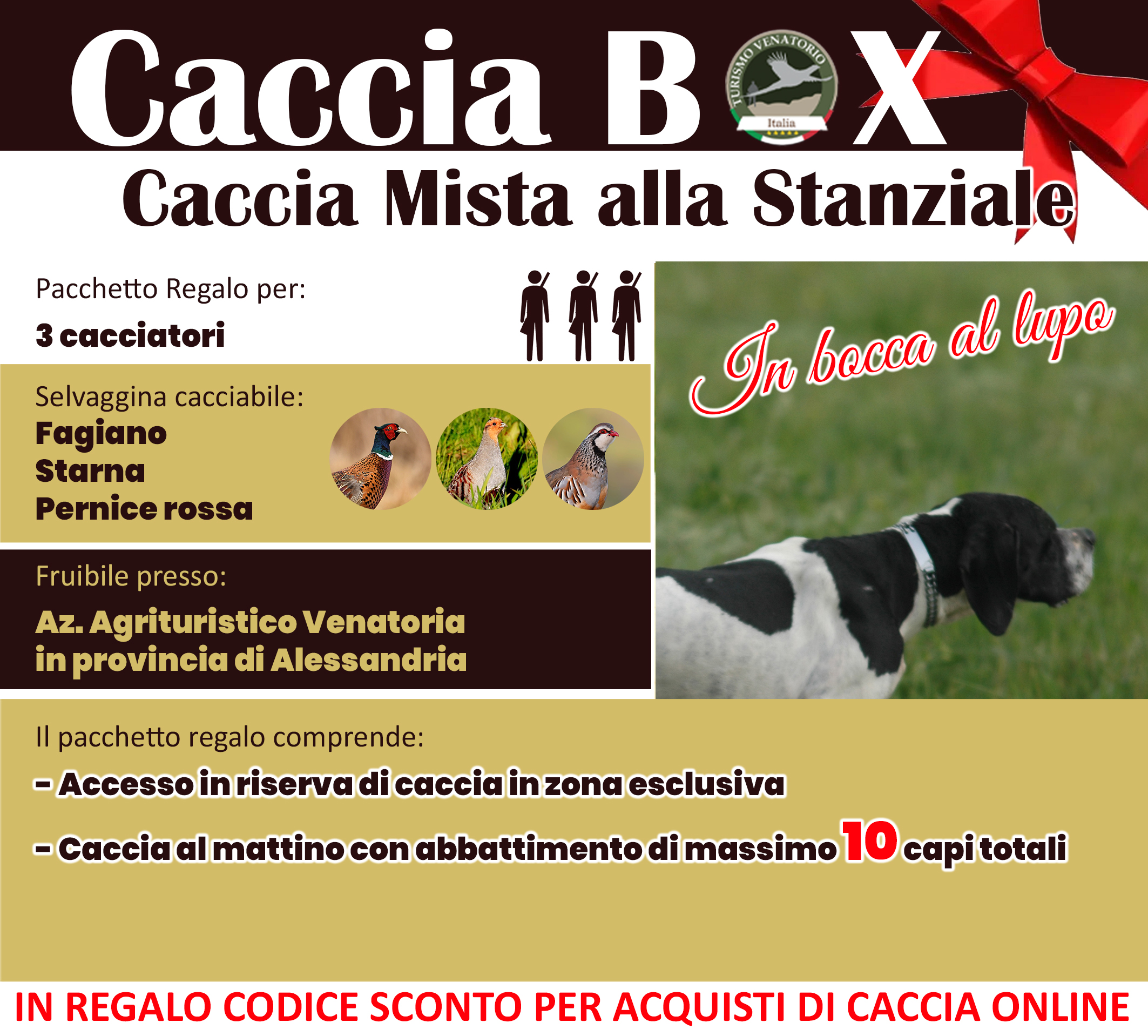 regala la caccia in Italia Alessandria Piemonte fagiano starna pernice rossa
