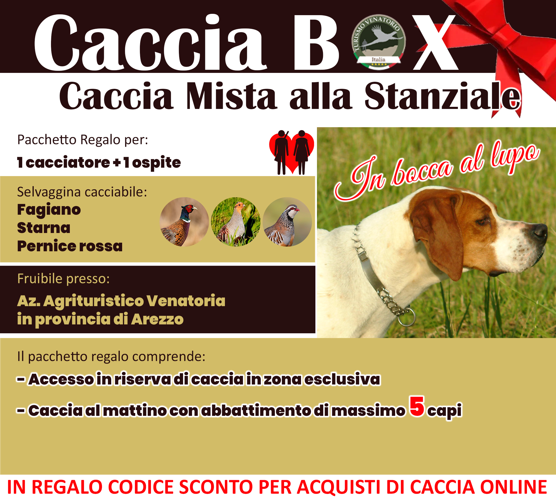 regala la caccia in Italia Arezzo Toscana fagiano starna pernice rossa