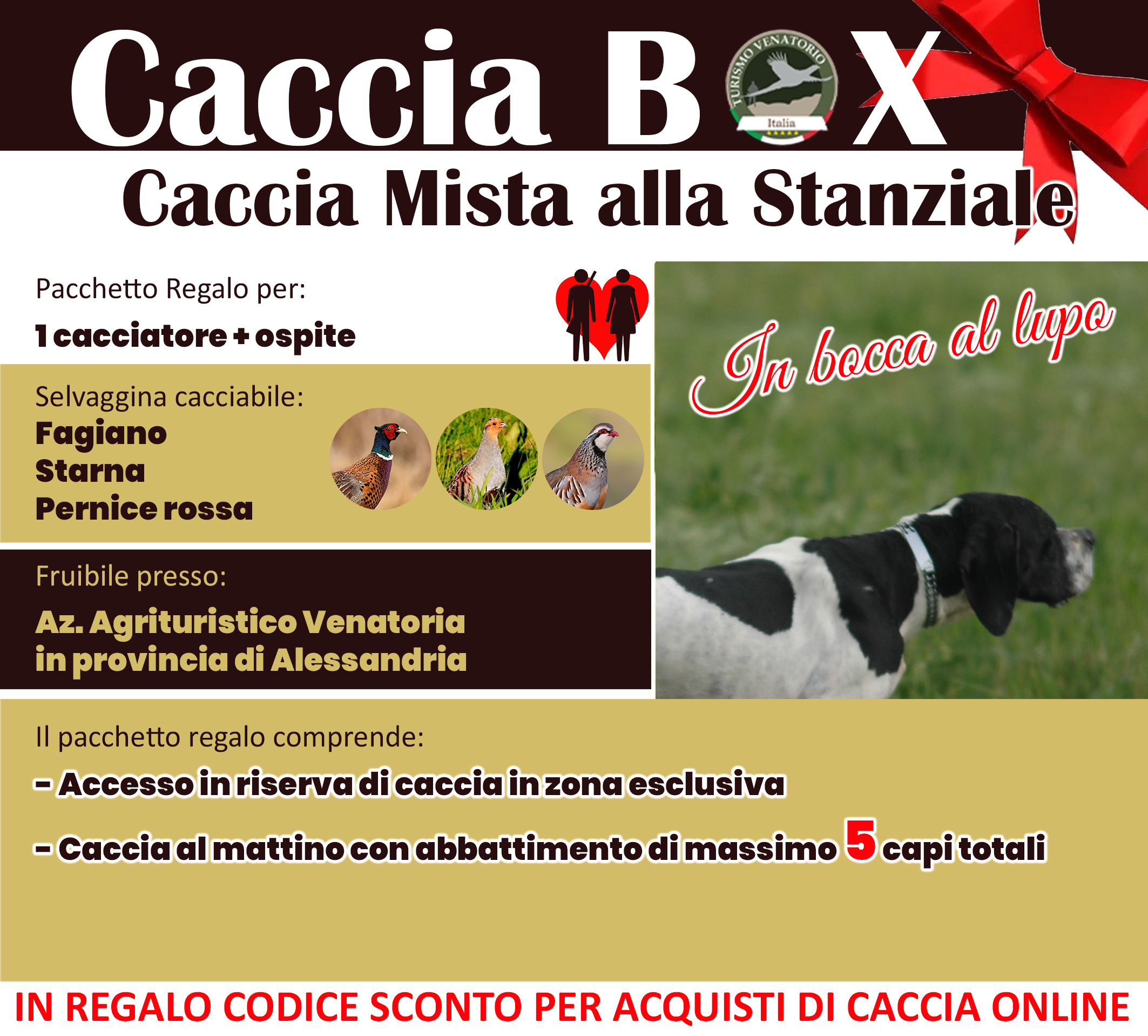 regala la caccia in Italia Aòessandria Piemonte fagiano starna pernice rossa