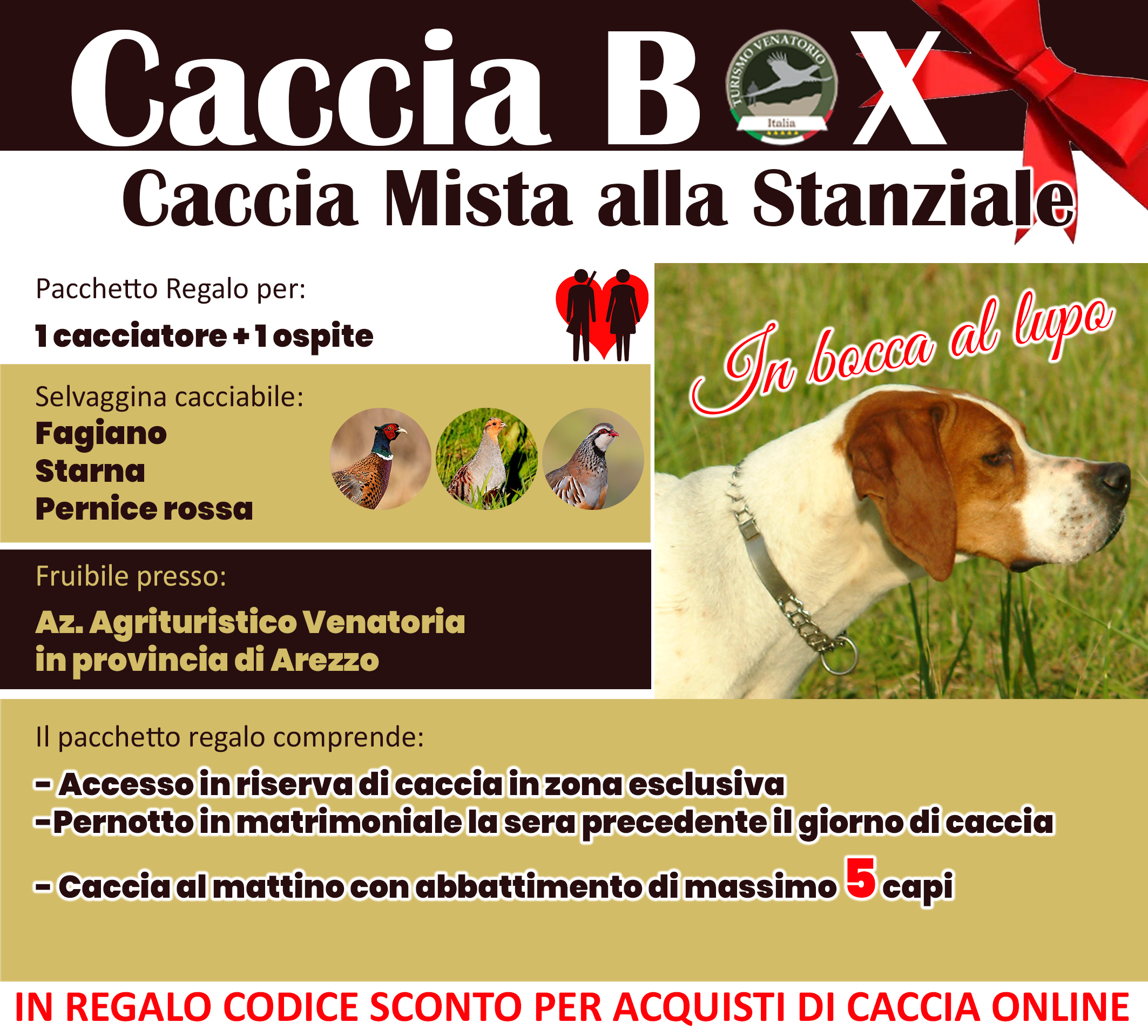 regala la caccia in Italia Arezzo Toscana fagiano starna pernice rossa