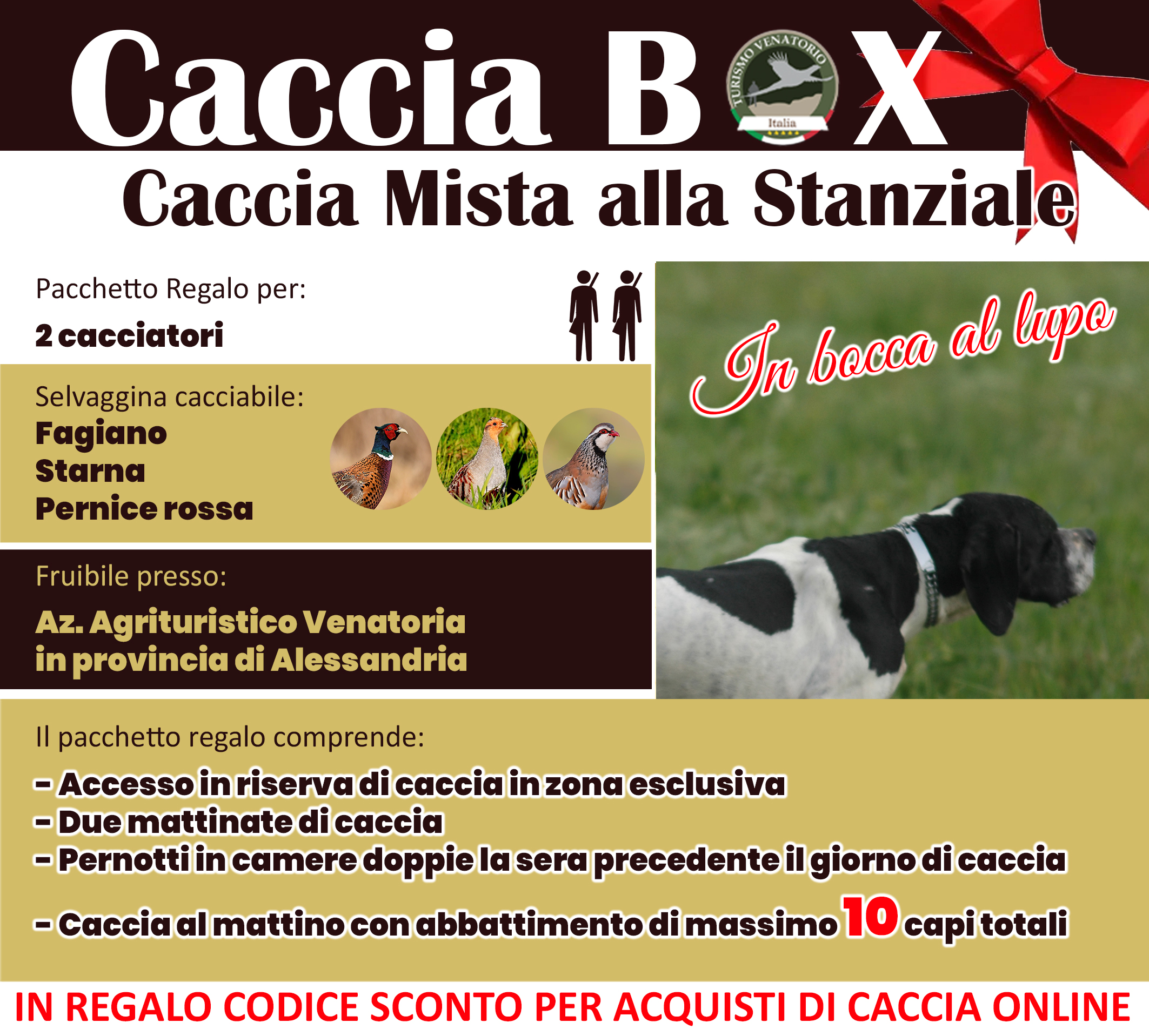 regala la caccia in Italia Alessandria Piemonte fagiano starna pernice rossa