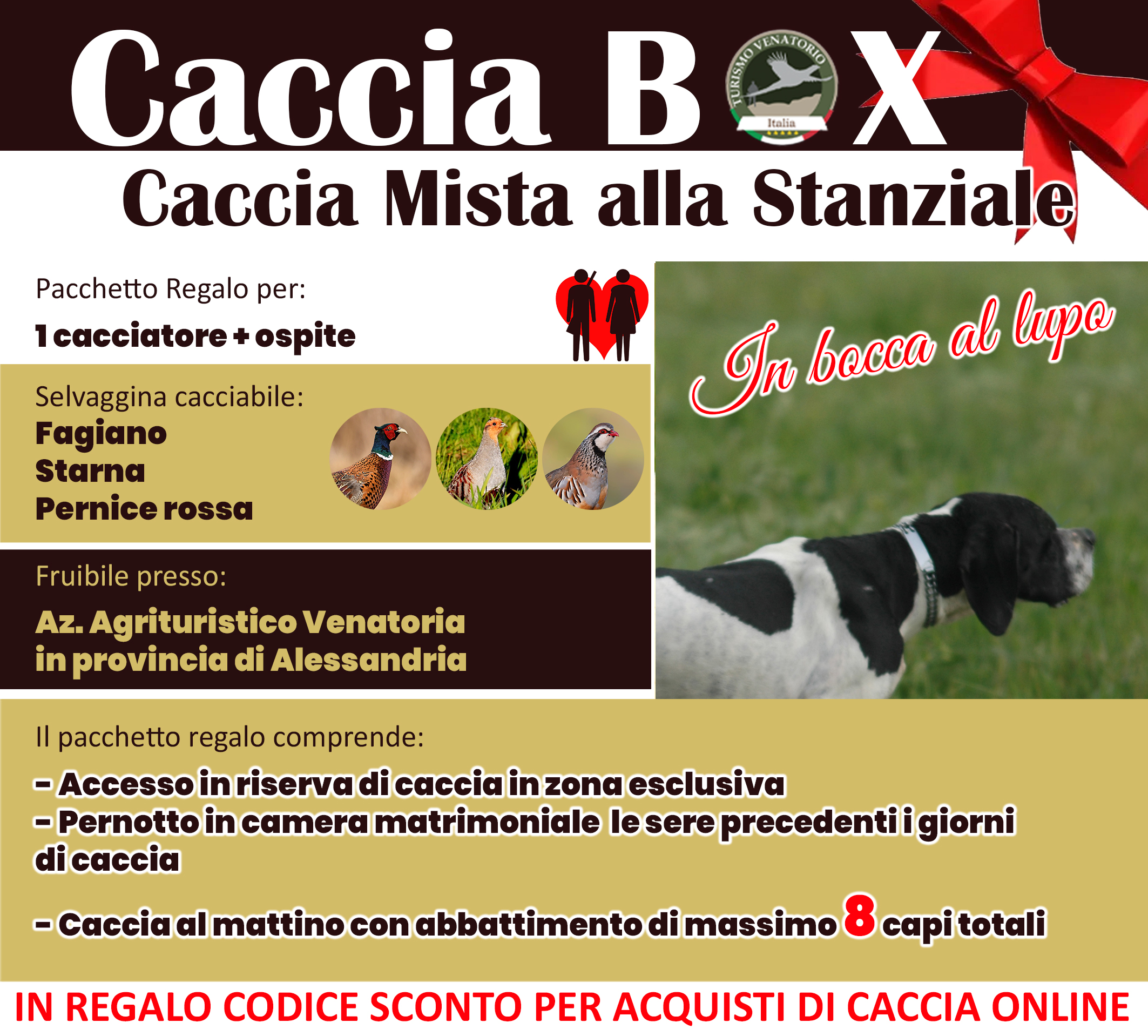 regala la caccia in Italia Alessandria Piemonte fagiano starna pernice rossa